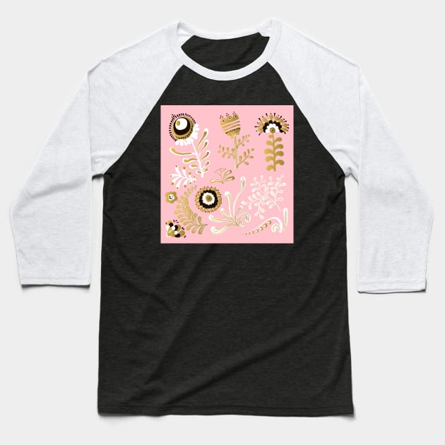 Elegance Seamless pattern with flowers Baseball T-Shirt by Olga Berlet